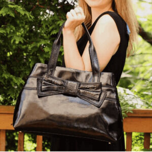 KATE SPADE SLEEK BLACK PATENT LEATHER HANDBAG CLAVERLY MARYANNE SHOULDER BAG